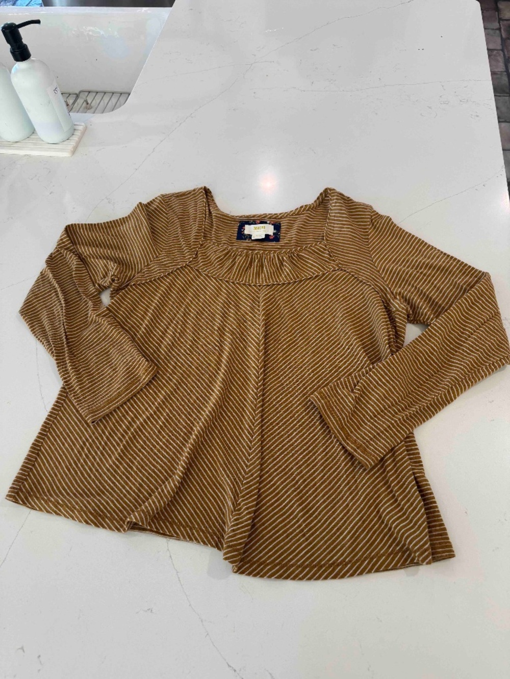Maeve Striped Kenley Top Mustard Anthropologie Sz L